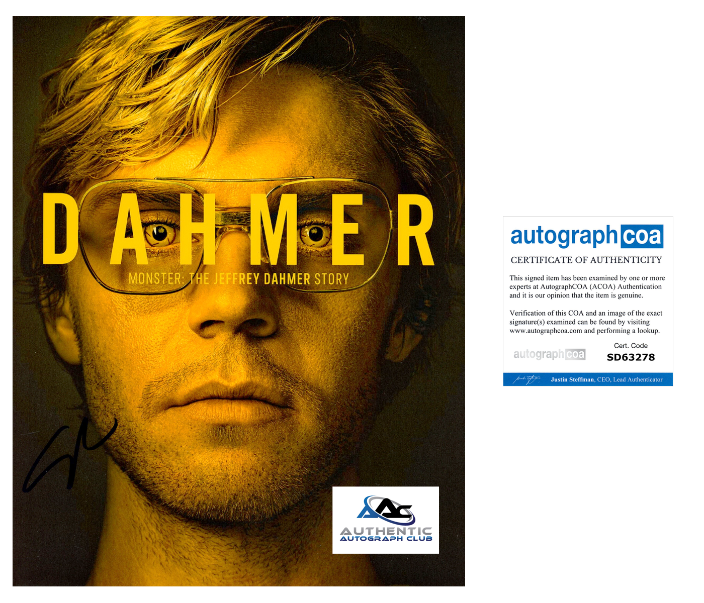 EVAN PETERS AUTOGRAPH SIGNED 8x10 PHOTO MONSTER DAHMER ACOA