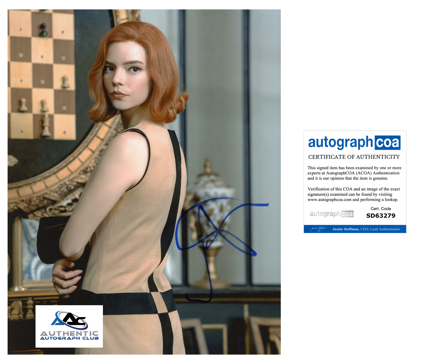 ANYA TAYLOR JOY AUTOGRAPH SIGNED 8X10 PHOTO QUEENS GAMBIT ACOA