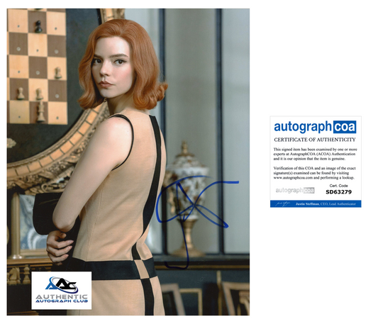 ANYA TAYLOR JOY AUTOGRAPH SIGNED 8X10 PHOTO QUEENS GAMBIT ACOA