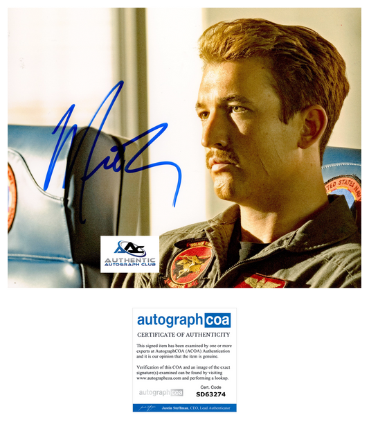MILES TELLER AUTOGRAPH SIGNED 8x10 PHOTO TOP GUN MAVERICK ROOSTER ACOA