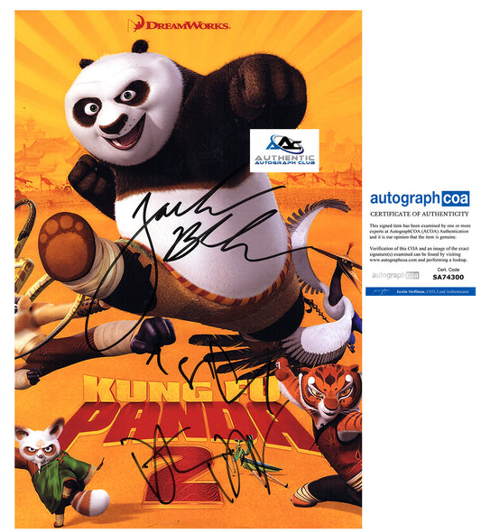 ANGELINA JOLIE, JACK BLACK AND DUSTIN HOFFMAN AUTOGRAPH SIGNED 10X15 PHOTO KUNG FU PANDA 2 ACOA