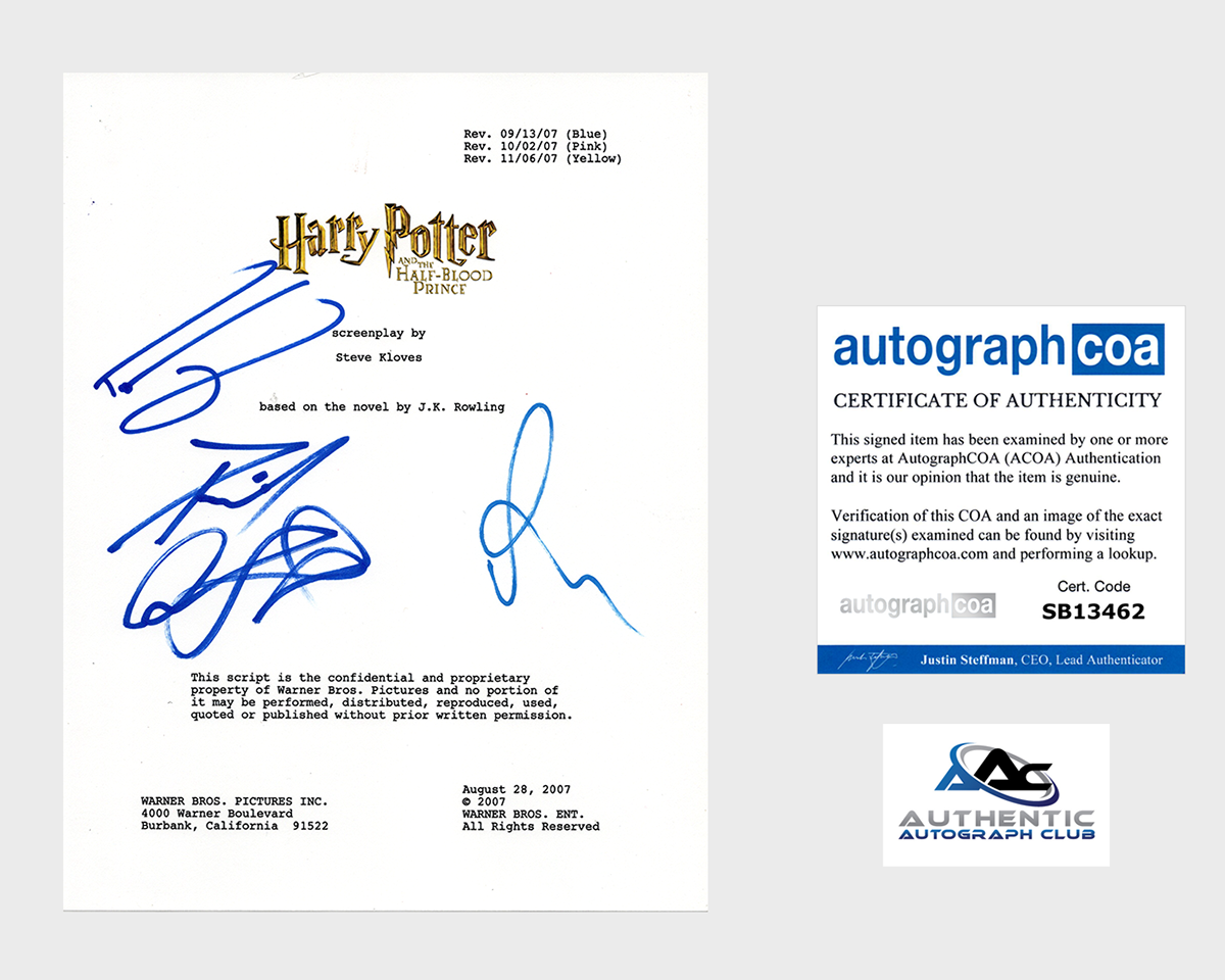 DANIEL RADCLIFFE RUPERT GRINT +1 AUTOGRAPH SIGNED HARRY POTTER SCRIPT ACOA