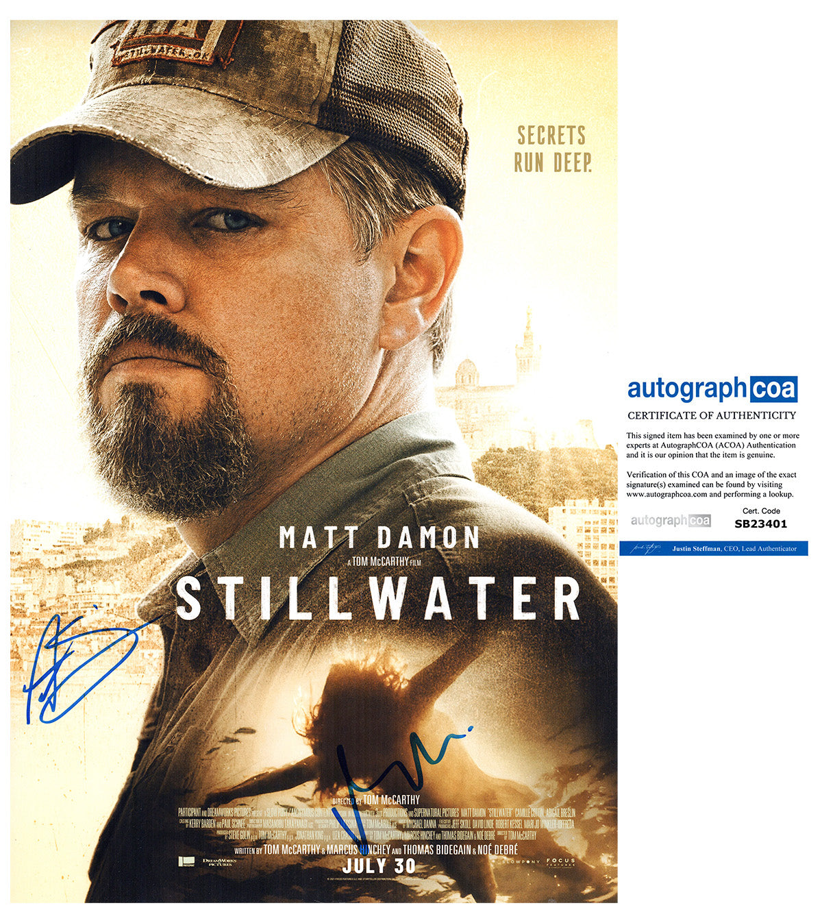 MATT DAMON ABIGAIL BRELIS AUTOGRAPH SIGNED 12X18 PHOTO STILLWATER ACOA