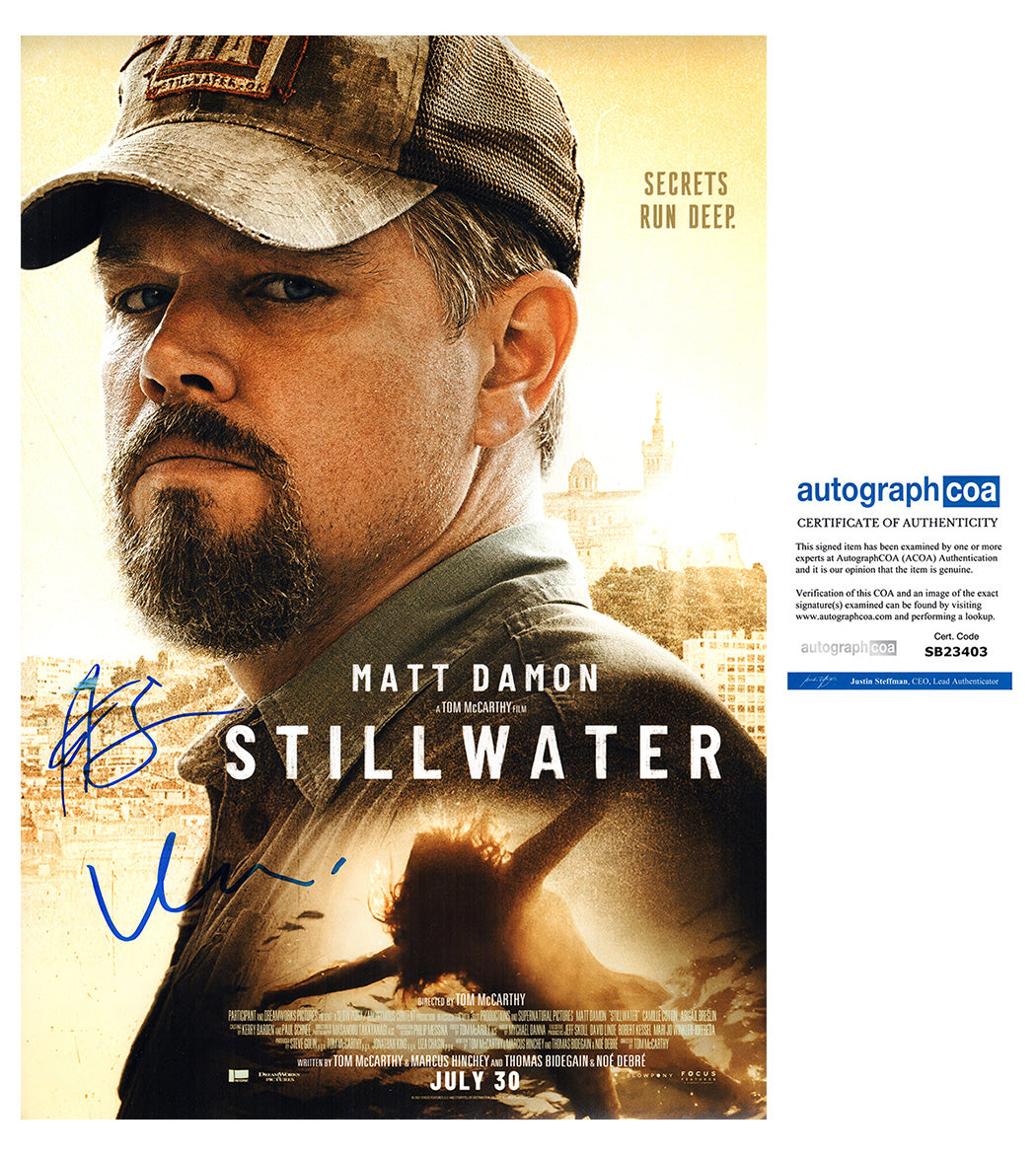 MATT DAMON AND ABIGAIL BRELIS AUTOGRAPH SIGNED 12X18 PHOTO STILLWATER ACOA