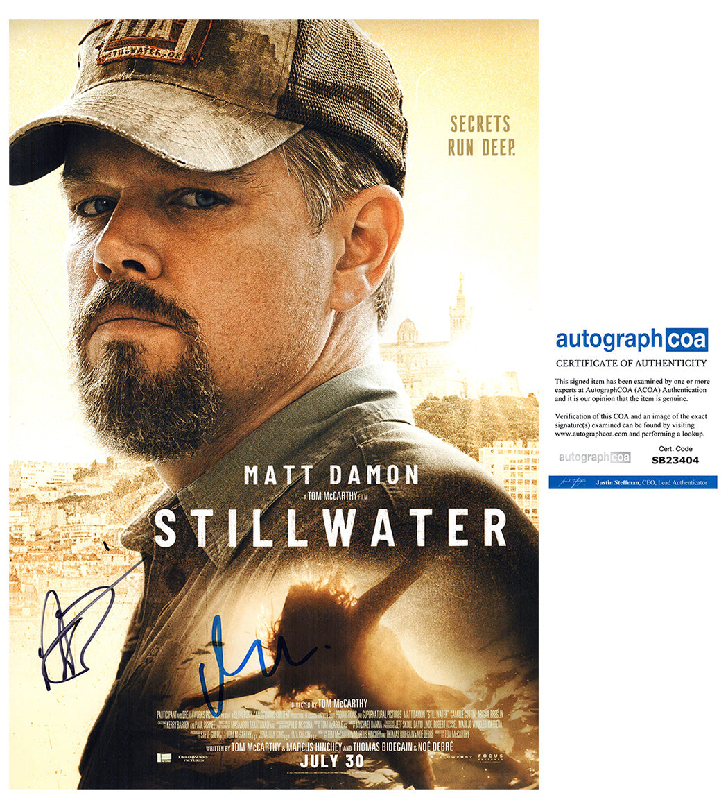 MATT DAMON AND ABIGAIL BRELIS AUTOGRAPH SIGNED 12X18 PHOTO STILLWATER ACOA