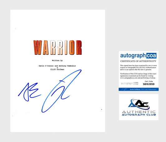 TOM HARDY JOEL EDGERTON AUTOGRAPH SIGNED WARRIOR FULL SCRIPT SCREENPLAY ACOA