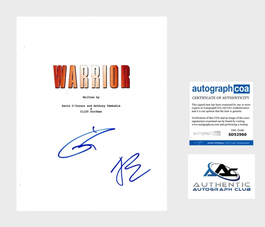 TOM HARDY JOEL EDGERTON AUTOGRAPH SIGNED WARRIOR FULL SCRIPT SCREENPLAY ACOA