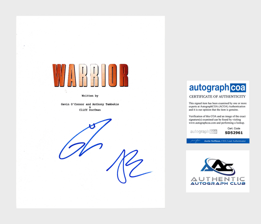 TOM HARDY JOEL EDGERTON AUTOGRAPH SIGNED WARRIOR FULL SCRIPT SCREENPLAY ACOA