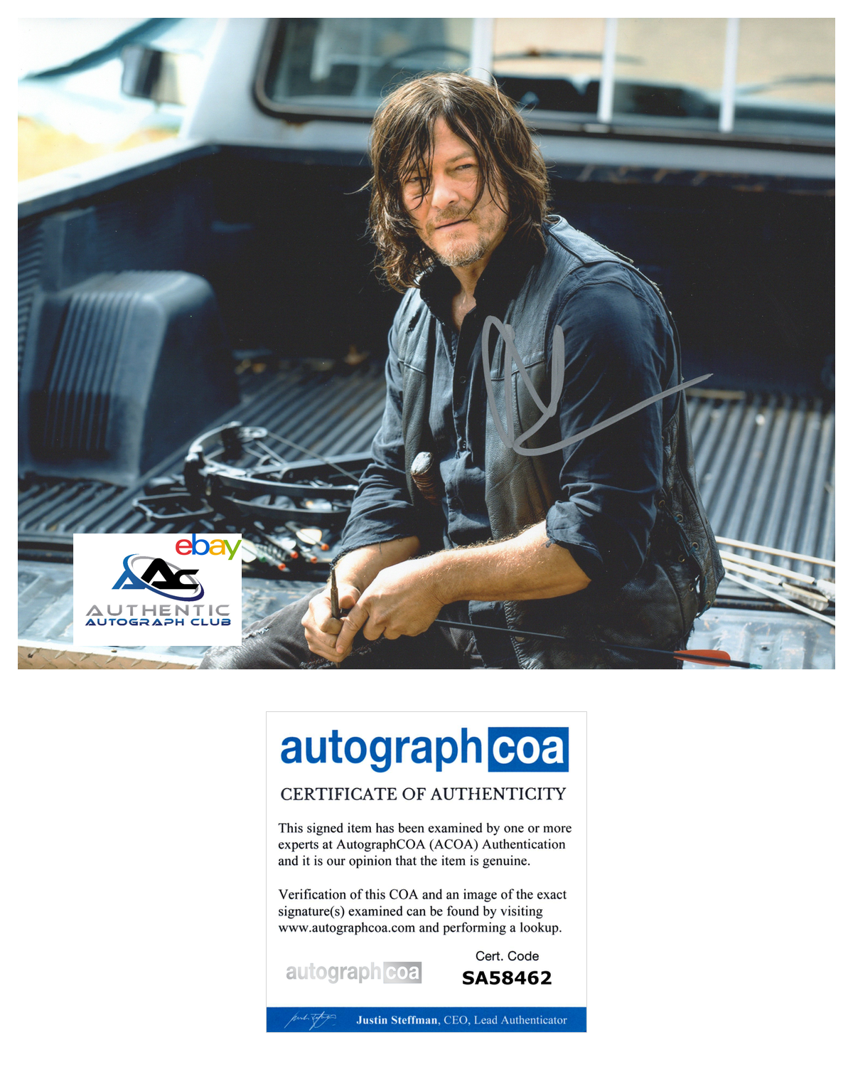 NORMAN REEDUS WALKING DEAD DARYL DIXON AUTOGRAPH SIGNED 8X10 PHOTO ACOA