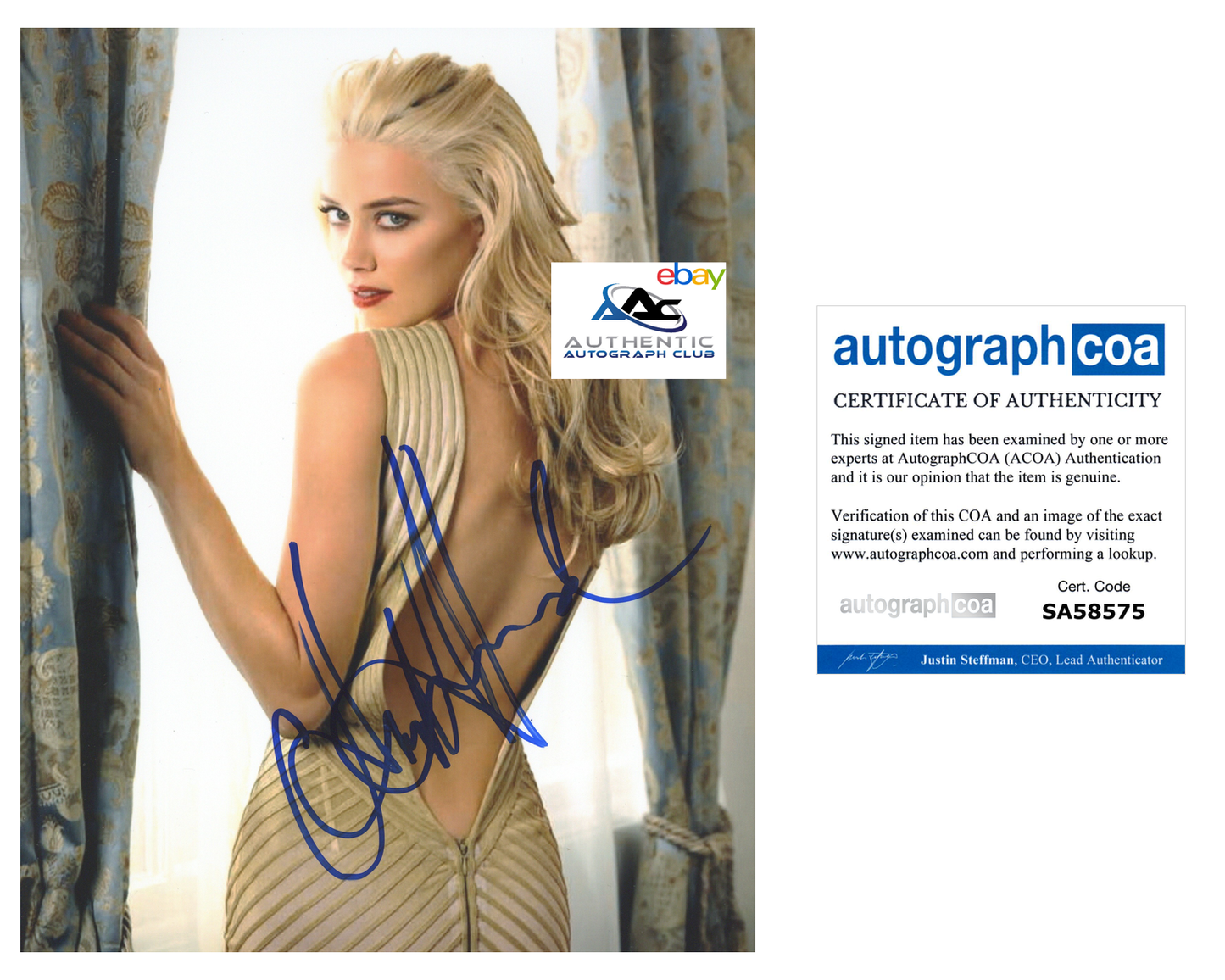 AMBER HEARD AUTOGRAPH SIGNED 8X10 PHOTO AQUAMAN DC JUSTICE LEAGUE MERA ACOA